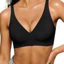 As Fairy 2026 Deep V Wireless Push Up Bras for Women Seamless Bra with Support No Underwire Bralette(Black 38D)