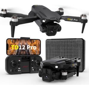 TD12Pro Drones with Camera Brushless Motor Drone for Beginners 4K HD Camera Level 3 Wind Resistance 90 Electrically Adjustable Foldable FPV Mini Drone with Carrying Case TD12Pro Drones with Camera Brushless Motor Drone for Beginners 4K HD Camera Level 3 Wind Resistance 90 Electrically Adjustable Foldable FPV Mini Drone with Carrying Case