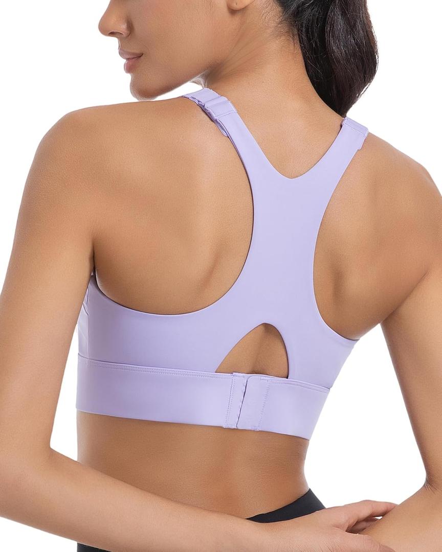 Sports Bras for Women High Support, Sewn in Cup Sports Bras Adjustable Straps Sexy Outdoors Workout Yoga Top (Large, Purple)