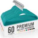HOUSE DAY Mint Green Velvet Hangers 60 Pack, Non Slip Clothes Felt Hanger Heavy Duty for Coat, Premium Slim Space Saving Suit Hangers for Closet Organizer, 360 Rotating Silver Hook