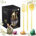LIYH 102 Pcs Gold Plastic Silverware Disposable, Plastic Gold Utensils Heavyduty - Disposable Cutlery Includes Knives Forks and Spoons for Party, Birthday,Wedding Events