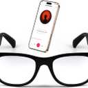 Smart Glasses, Bluetooth Audio Glasses for Women Men, Open Ear Sound with Mic & Speakers, Hands Free Calling,Clear Blue Light Filter Lenses, Voice Assistant for Music,Outdoor ActivitiesMZ08 (Black frame-white lenses)