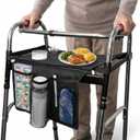 Walker Tray for Folding Walker,Walker Basket Bag,Trays for Walkers for Seniors Detachable with Cup Holder,Walker Trays for Rolling Folding Walker,Walker Accessories for Elderly