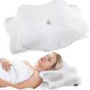 Cervical Neck Pillow for Neck Pain Relief  Memory Foam Cervical Pillow, Orthopedic Contour Neck Support Pillow, Cooling Side Sleeper Pillow for Back & Stomach Sleepers (Queen, White)