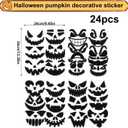 24pcs Halloween Pumpkin Face Stickers, Halloween Jack-O-Lantern Face Craft Decals Props Etching Pumpkin Template Trick Party Supplies for Kids & Adults