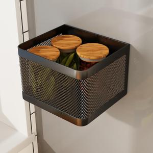 1 Pcs Magnetic Shelf For Fridge, Black, 6.3''L*4.9''W*3.9''H