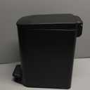 Small Bathroom Trash Can with Lid Soft Close, 6L / 1.6 Gallon Stainless Steel Small Garbage Can with Step Pedal, Slim Waste Basket for Bedroom, Toilet, Office - Black