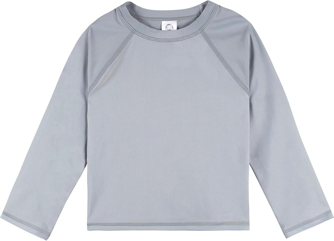 Gerber Unisex Baby Toddler UPF 50+ Long Sleeve Rashguard Swim Shirt (3-6 Months, Grey)
