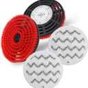2 Pack Steam Mop Brush Head (Red) and 2 pack steam mop replacement pads (Gray), Upgraded Mop Pad Replacement Brush Heads Compatible with Shark Steam Mop S7000 S7001 S7020 S7005 S8021 S8001 etc