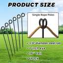 MorningRo 6 Pcs 38'' Single Rope Stakes Black Steel Poles/Stakes with Loop Fence Poles for Creating a Rope Border Around Flower Beds, Trees, Gardens, Walkways