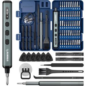 STREBITO Mini Electric Screwdriver Set, 67 in 1 Electric Precision Screwdriver - 50 S2 Magnetic Bits, 5 Torque Settings, 4 LED Lights, Electric Screwdriver Kit for PC Phone Laptop Camera Electronics (Blue)