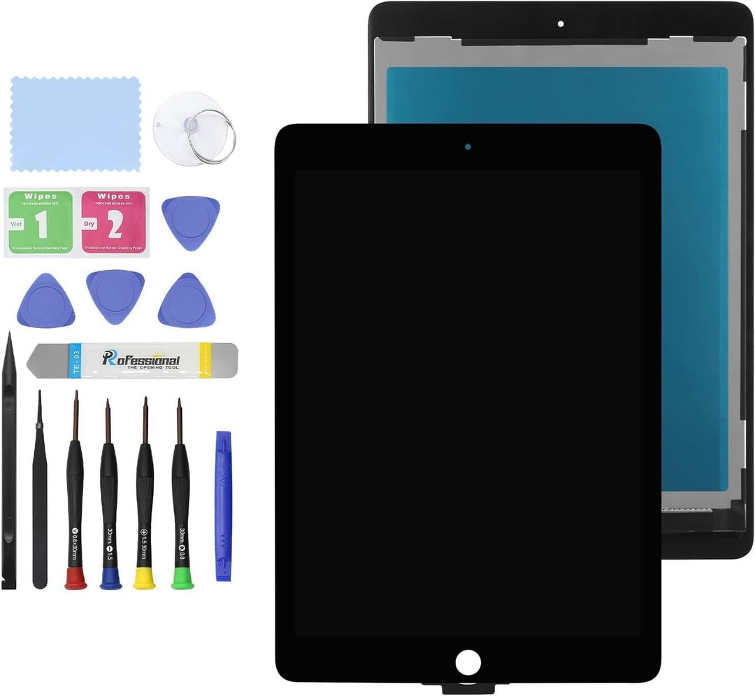 9.7" LCD Screen Replacement for iPad Air 2 (2nd Gen) A1566 A1567 Display LCD Assembly + Glass Touch Digitizer + Repair Kit (Black)