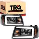 TRQ Headlight Assembly Set Headlights Performance Driver & Passenger Side FO2502173 FO2503173 Compatible with 2001-2011 Ford Ranger