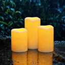 Homemory Outdoor Waterproof Flameless Candles with Auto Light Sensor, Flickering LED Pillar Candles, Dusk to Dawn Battery Operated Fake Candles Lanterns, Porch, Patio, Garden Decor, Set of 3