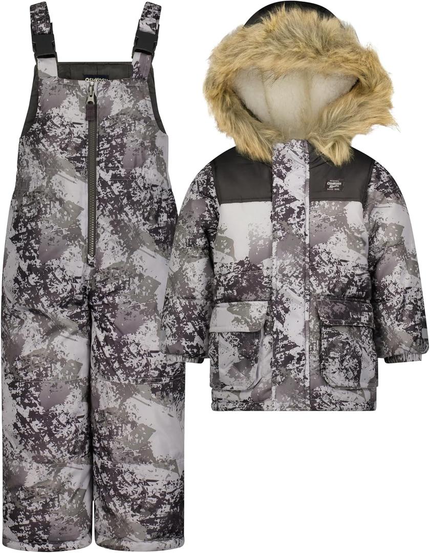 OshKosh B'Gosh boys Ski Jacket and Snowbib Snowsuit Set (5-6, Grey)