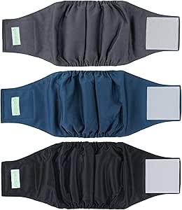 wegreeco Washable Dog Diapers  Washable Male Dog Belly Wrap  Pack of 3  (Black, Charcoal, Navy, Medium)