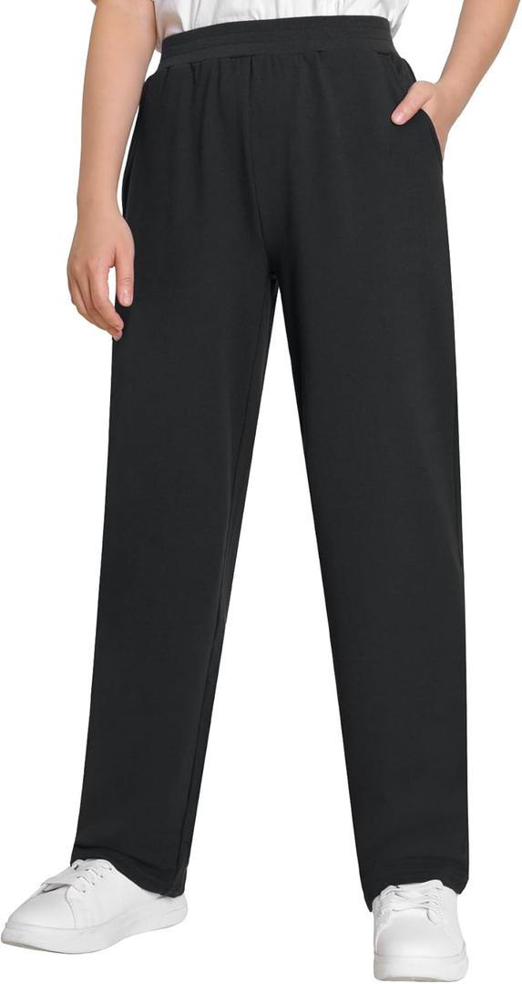 Weintee Women's Petite Cotton Pull On Pants with Pockets (Black, L)