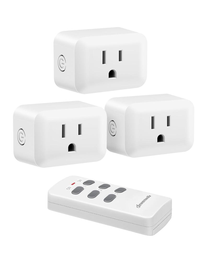 DEWENWILS Wireless Outlet, Programmable and Expandable Electrical Outlet Switch, Wireless Remote Light Switch, 100FT Range, 1 Remote and 3 Outlets