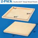 Unfinished Birch Wood Canvas Panels Kit, Falling in Art 2 Pack of 20 x20’’ Studio 3/4’’ Deep Cradle Boards for Pouring Art, Crafts, Painting, and More