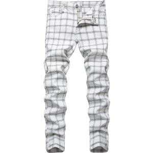 NOVOCCT Plaid Pants for Men - Skinny Mens Dress Pants - Stretch Slim Fit Business Casual Dress Chinos for Men (42)