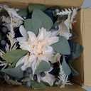 Hollyone 13" Fall Hanging Baskets Medium Pumpkins Hydrangea Dahlia Artificial Flowers Fall Hanging Decor Fake Flower Blue White Faux Plants Indoor Outdoor Porch Garden Autumn Decorations for Home