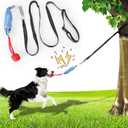 Dog tug of war Toy with Squeak,Interactive Dog Pull Toy from Tree to Keep Them Busy, Multifunctional Combination Tether tug Toy with chew Ball