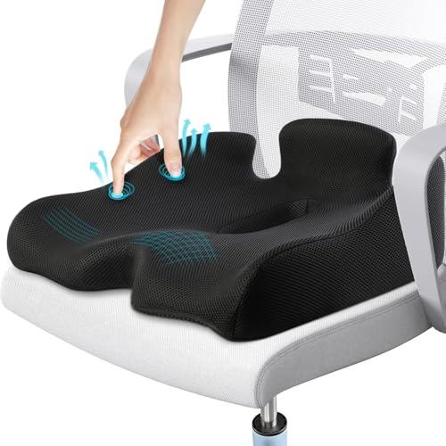 Benazcap X Large Memory Seat Cushion for Office Chair Pressure Relief Sciatica & Tailbone Pain Relief Memory Foam Firm Coccyx Pad for Long Sitting, for Office Chair, Gaming Chair and Car Seat Upgrade : Office Products