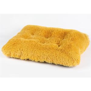 Liveinu Long Plush Calming Pet Bed Cuddler Pet Bed for Dogs and Cats Fluffy Faux Fur Dog Bed with Anti Slip Bottom Machine Washable Pet Sleep Bed Crate Mat Yellow M