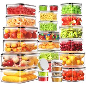 54 PCS Food Storage Containers with Lids Airtight (27 Lids &27 Containers) Leakproof Meal-Prep Kitchen Organization,Reusable Containers for Food Plastic Microwave/Dishwasher Safe with Labels & Pen