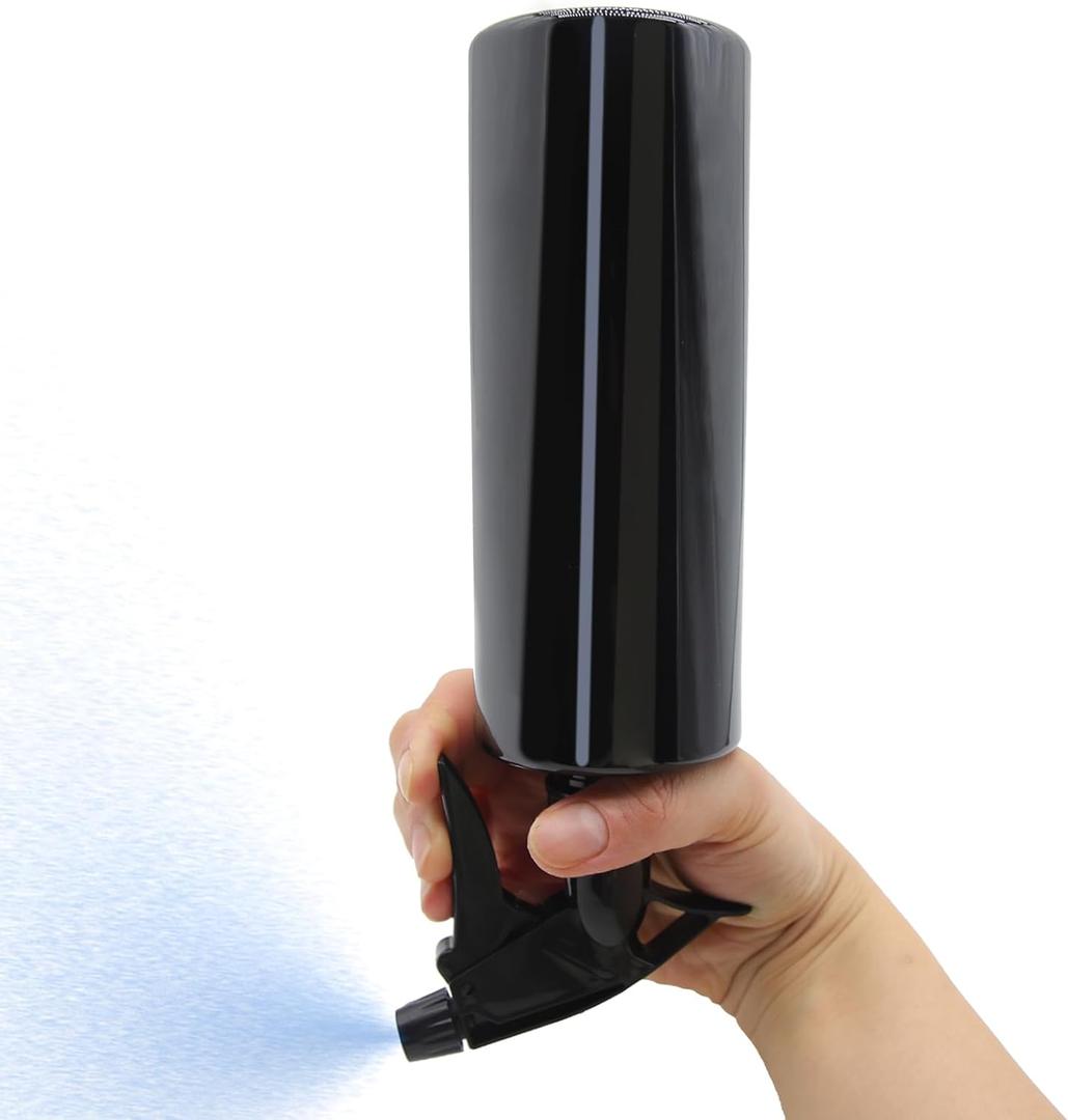 OFFIDIX 360 Water Spray Bottle 2 Pack 16 oz Continuous Plastic Empty Spray Bottles Mister for Hair,Cleaning,Plants,Upside Down,Fine Mist and Stream Setting,Black