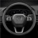 Black Car Steering Wheel Cover Compatible with Honda, Nappa Premium Leather Carbon Fiber Texture Automotive Steering Wheel Cover Fits Honda Accord, Civic, CRV, Fit, Odyssey, Pilot (Standard (For 14.5-15 Inch Steering Wheel))