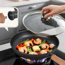 Bachdomc 12" Cast Iron Skillets with Lid & Removable Wooden Handle, PreSeasoned Frying Pan for Stove, Oven, Grill & Campfire Cooking (1, 12")