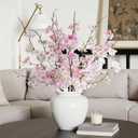 Artificial Cherry Blossom Branches 27.6In Silk Cherry Blossom Branches 8PCS Long Stem Artificial Flowers for Tall Vase, for Home Decorate, Weddings Decorate, Parties & Festival Gifts (White)
