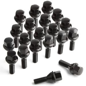 Jiiinmiiin M12x1.25 ONE-Piece Design Conical Seat Wheel Lug Bolts 20pcs ET Black Studs Set Shank Length 28mm, 19mm Hex Compatible with 2015-2022 Je/ep Renegade, 2018-2022 Compass, 2014-2022 Cherokee