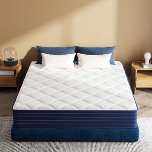 Full Mattress, 12 Inch Full Size Mattress in a Box, Double Mattress, Pocket Spring&Memory Foam, Medium, Motion Isolation, Fiberglass Free, CertiPUR-US Certified