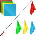 4pcs Horse Training Flag, 5.25 Feet Red Telescopic Flag Poles with 17.1x17.1inch Retractable Horse Training Equipment Horse Flag (Four Colors)