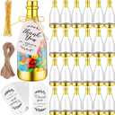 Gerrii 50 Pcs Metallic Mini Champagne Bottle Candy Container Shaped Jars Gold Plastic DIY Favor Candy Bottle Wedding Party Favor Containers with Gift Tags Gold Strings and 65.6ft Rope