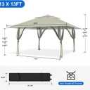 Pop Up Canopy Tent 13x13 FT with 4 Sidewall, Outdoor Easy Setup Gazebo with Wheeled Carry Bag, Heavy Duty Shelter with UV-Resistant Top, Portable Instant Shade for Garden Camping, Khaki