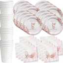 Easter Plates - Easter Party Supplies - Some Bunny Birthday Party Supplies - Tableware Set Includes Plates Napkins Cups - Kit for 16