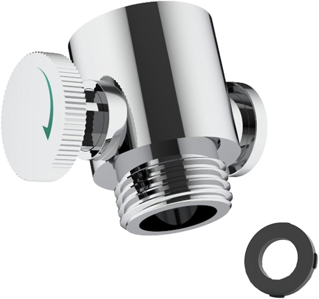 Shower Head Shut Off Valve, Button Type Shower Flow Control Valve with G1/2 Universal Size for Shower Arm and Hose or Bidet Sprayer (LY-811(With knob))
