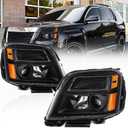 Pair Headlights Assembly Compatible for 2010-2015 GMC Terrain Clear Lens/Chrome Housing/Amber Reflector Front Lamps Left and Right Side #GM2502350, GM2503350