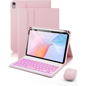 for iPad mini 7 (2024) & Mini 6 (2021) Case with Keyboard for iPad mini (A17 Pro) 7th 6th Generation 8.3" - 7 Colors Backlit Keyboard Case - Built in Pencil Holder with Mouse - Pink