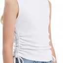 Girls Tank Tops: Round Neck Sleeveless Crop Tops Ribbed Knit Side Drawstring Dance Tops Size 7-14 Years