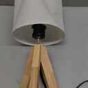 Small Table Lamp, Wooden Tripod Nightstand Lamp with Linen Fabric Shade, Cute Boho Modern Bedside Nightstand Lamp for Bedroom, Living Room, Nursery, Kids Room, Office, Dorm, Bulb Not Included (Beige)