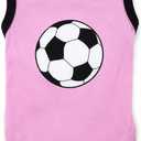 Petitebella Soccer Dog Shirt - Sporty Puppy T-Shirt with Soccer Ball, Breathable Soft Cotton Pet Clothes for Small Dogs Cats, Lightweight Summer Vest Apparel for Game Day Training (Pink, Small)