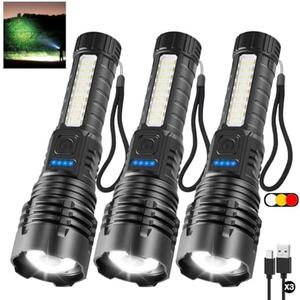 2Pack Rechargeable Flashlights, 7Mode Flashlights High Lumens, Super Bright LED Flashlight, Adjustable Tactical Flash Light, High Powered Flash Light, Handheld Flashlight for Home Emergency Camping