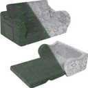 Kids Extra Wide Glow in The Dark Chairs for Toddler, 2-in-1 Toddler Soft Sherpa Couch Fold Out, Convertible Sofa to Lounger for Girls and Boys, Dark Grey (Large)