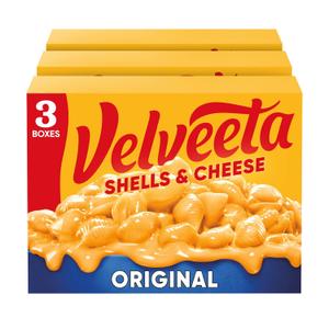 Velveeta Shells and Cheese Mac, 3 Boxes, for Easy Dinner or Dinner Sides, Original Flavor, Made with Real Cheese, 12 oz (EXP 01/27/27)