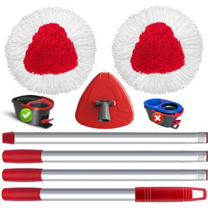 2 Pack Spin Mop Replacement Head for O Cedar EasyWring 1 Tank,Chenille Mop Replace Refill with 30-58 in Handle and 1 Base,Multi-Surface Cleaning for Floors,Cars,RVs