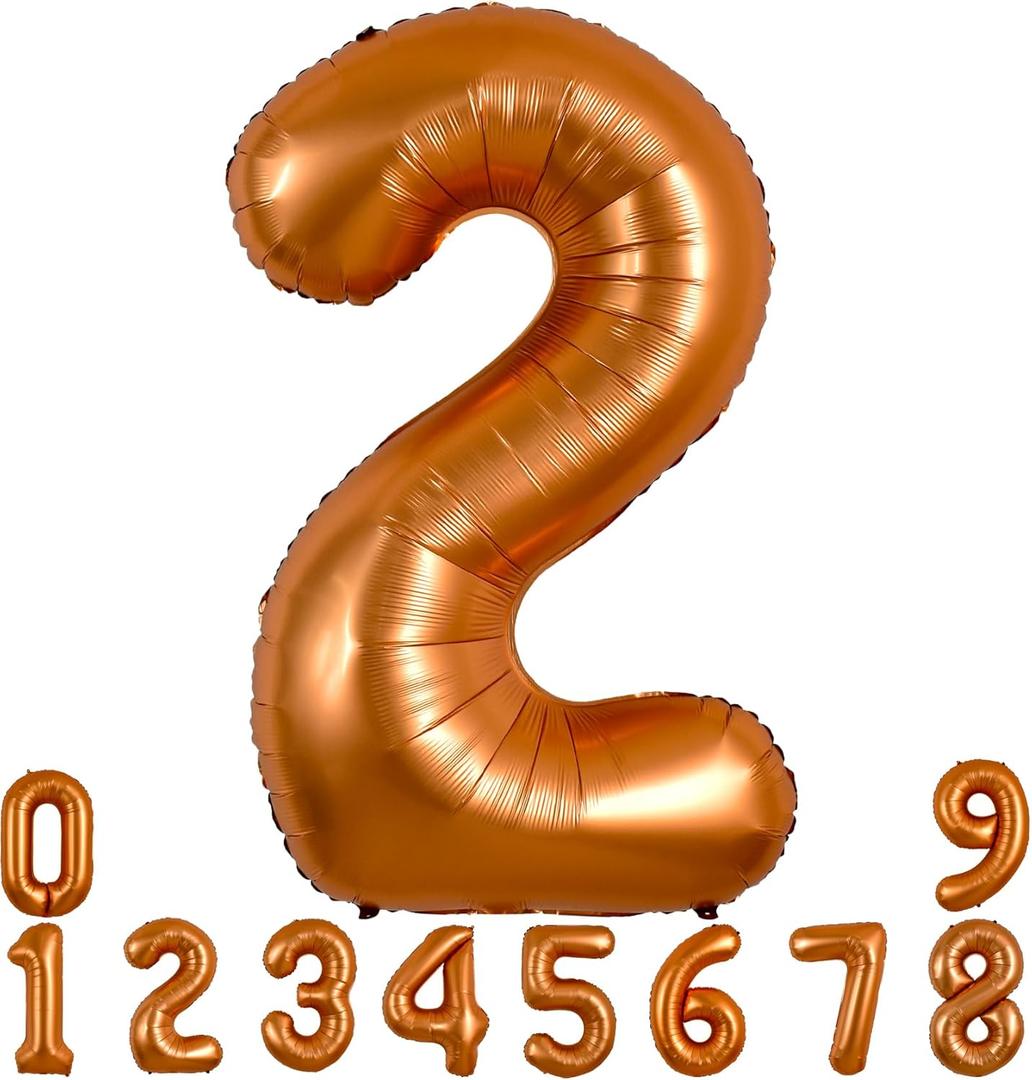 TONIFUL 40 Inch Orange Large Numbers Balloon 0-9 Birthday Party Decorations,Big Number 2 Foil Balloon Digital 2 for Birthday Party,Wedding, Bridal Shower,Engagement,Graduations,Anniversary,Baby Shower